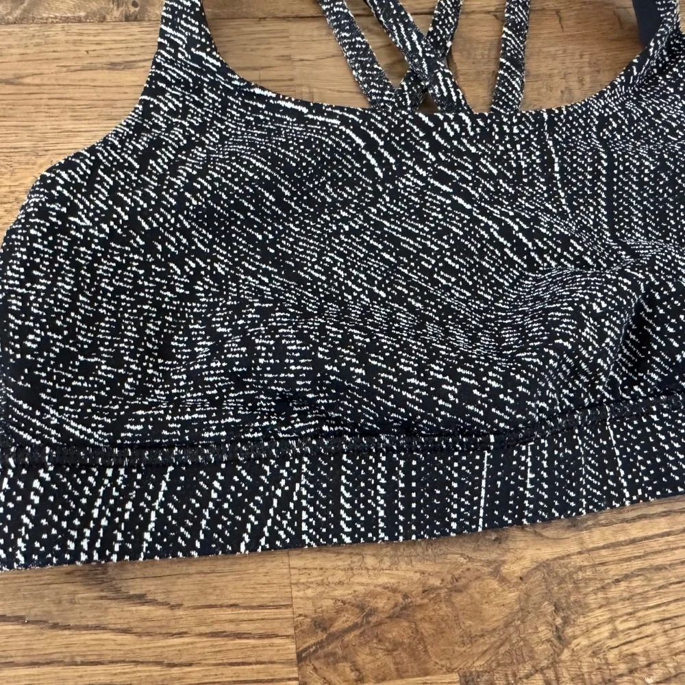 Lululemon Energy Sports Bra Simultaneous Jacquard Black Vapor Women's Size 8 A
